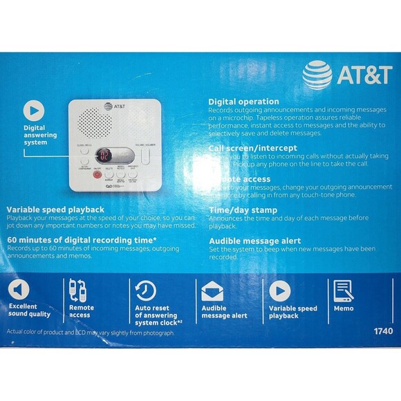 AT&T (1740WH) Digital AnsweSystem with Time and Day Stamp, White - Picture 2 of 2
